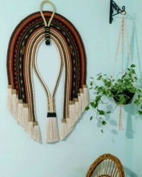 Imagem do produto Cocar Grande Decoração Têxtil Macramê Personalizado 60cm x 100cm